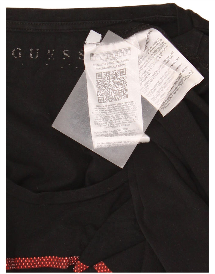 GUESS T-shirt graphique pour femme UK 8 Small Noir Coton