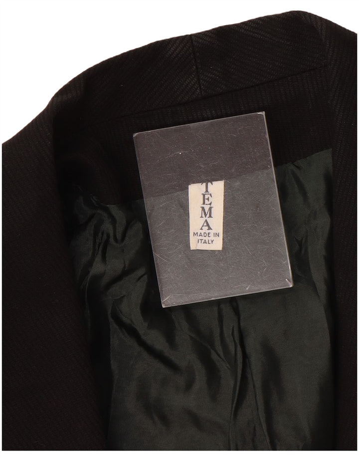 vintage Femmes Crop Open Blazer Veste IT 48 XL Noir