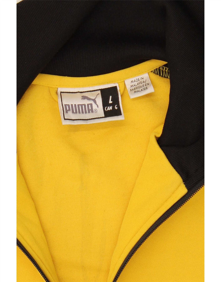 Puma Veste de survêtement pour homme Large Jaune Colorblock Polyester