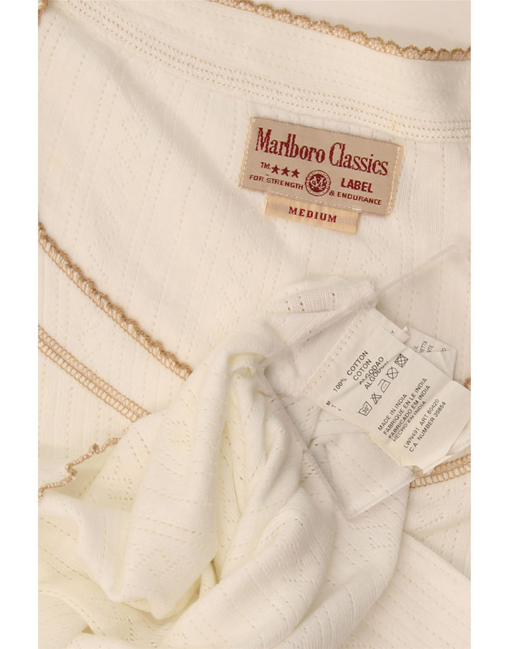 Marlboro Classics T-Shirt Femme Top UK 12 Medium Off White Coton