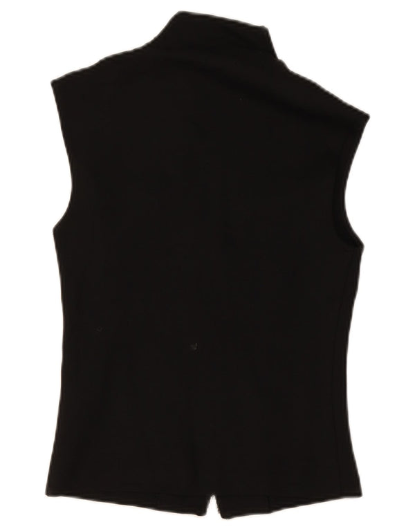 Zara Femmes Crop Sans Manches Survêtement Top Veste UK 10 Petit Noir Viscose