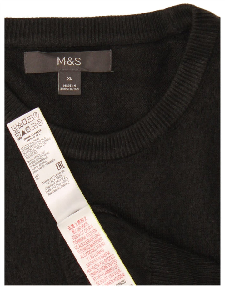 Marks & Spencer Pull ras du cou pour homme XL Noir Acrylique