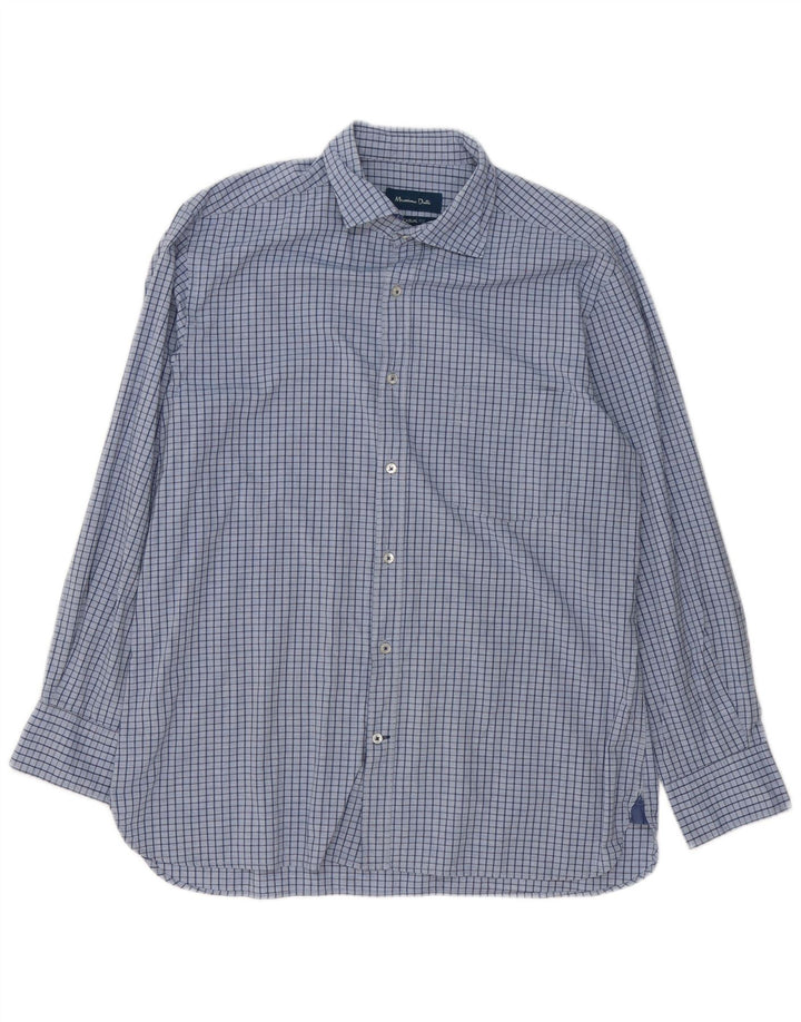 Massimo Dutti Chemise décontractée pour homme en coton à carreaux bleus