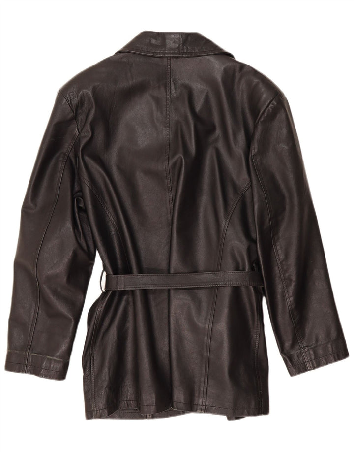 Veste en cuir femme vintage UK 14 Cuir noir moyen