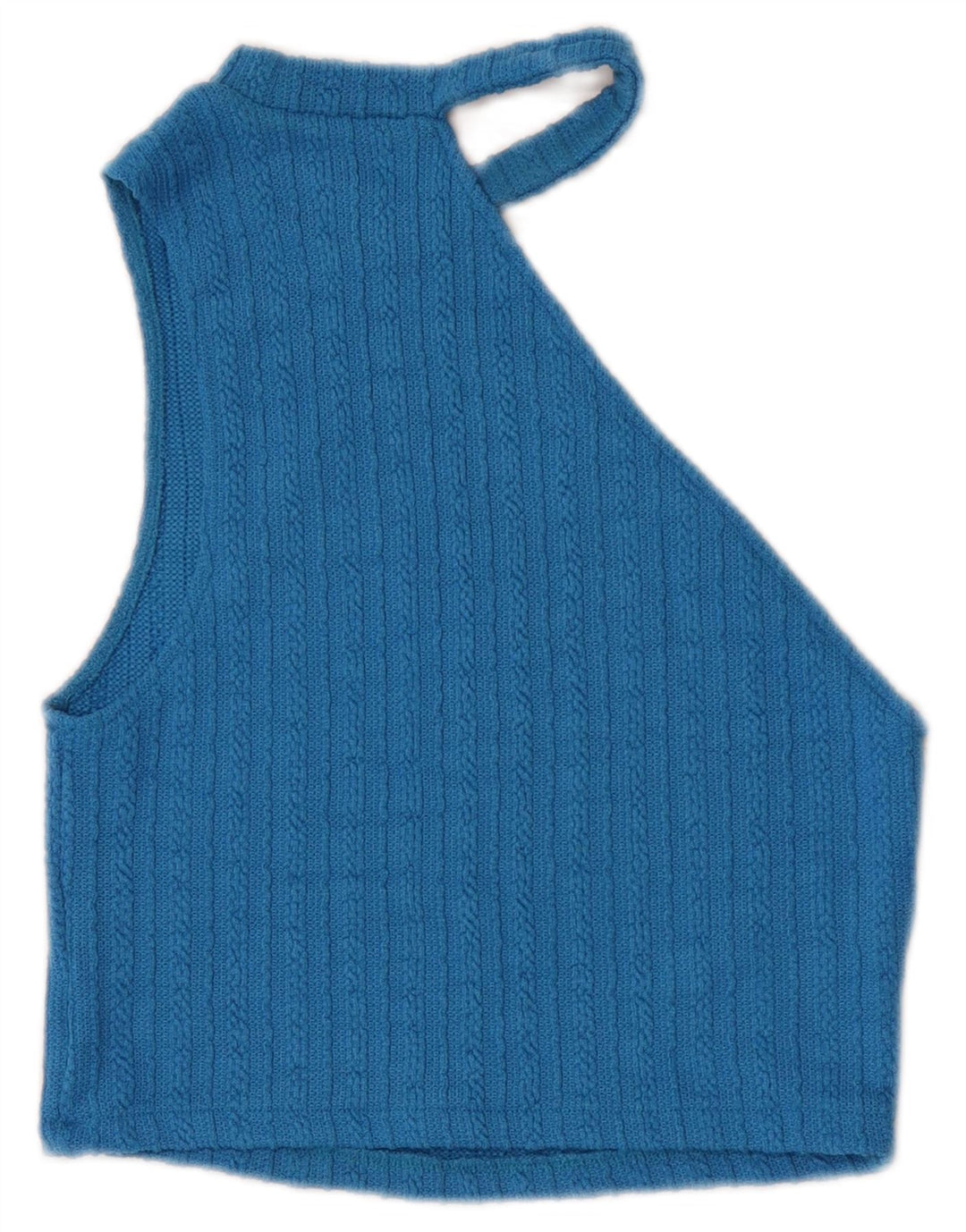 Zara Haut court en tricot à épaules dénudées pour femme UK 12 Bleu moyen