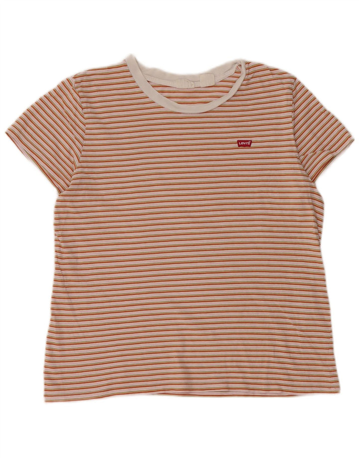 LEVI'S T-Shirt Femme UK 44 Medium Multicolore Rayé Coton