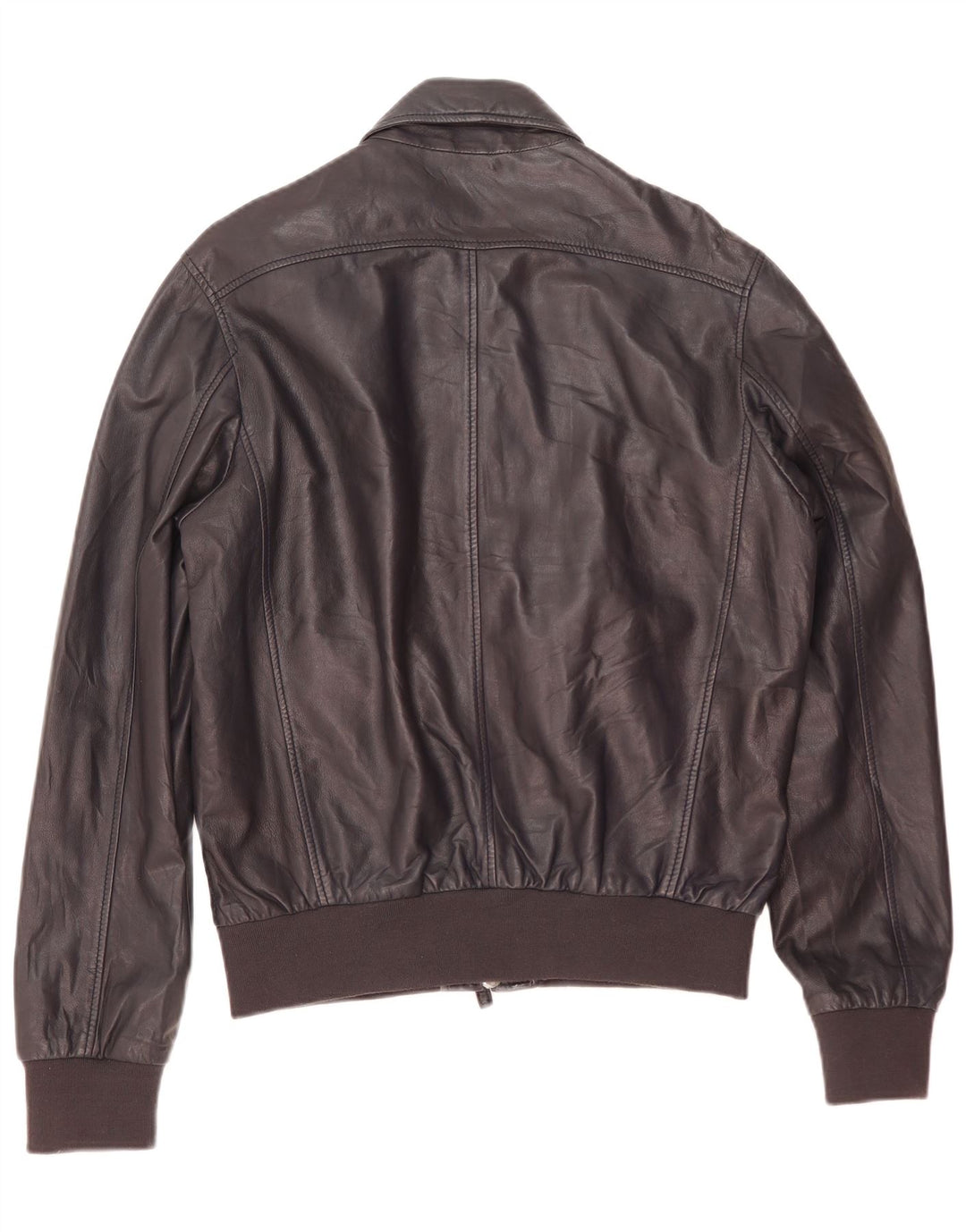 Pollini Veste en Cuir Bomber Homme IT 50 Grand Cuir Bleu Marine