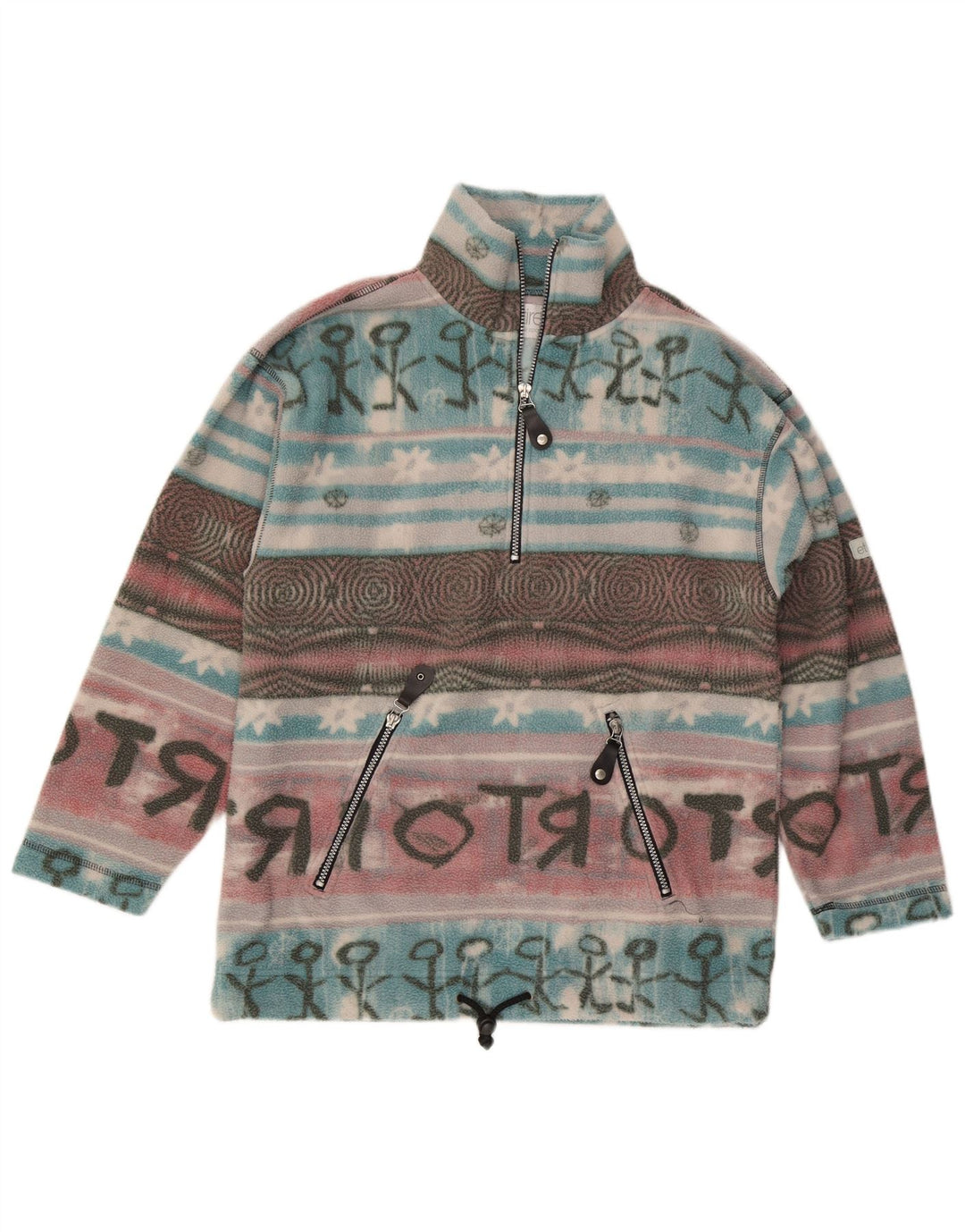 Etirel Pull Polaire Graphique à Col Zippé pour Homme Petit Multicolore Fair Isle