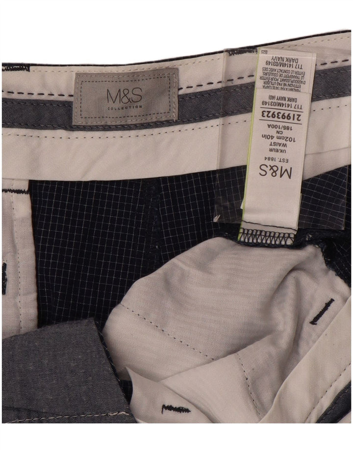 Marks & Spencer Short Chino Homme W40 XL Bleu Marine à Carreaux Coton
