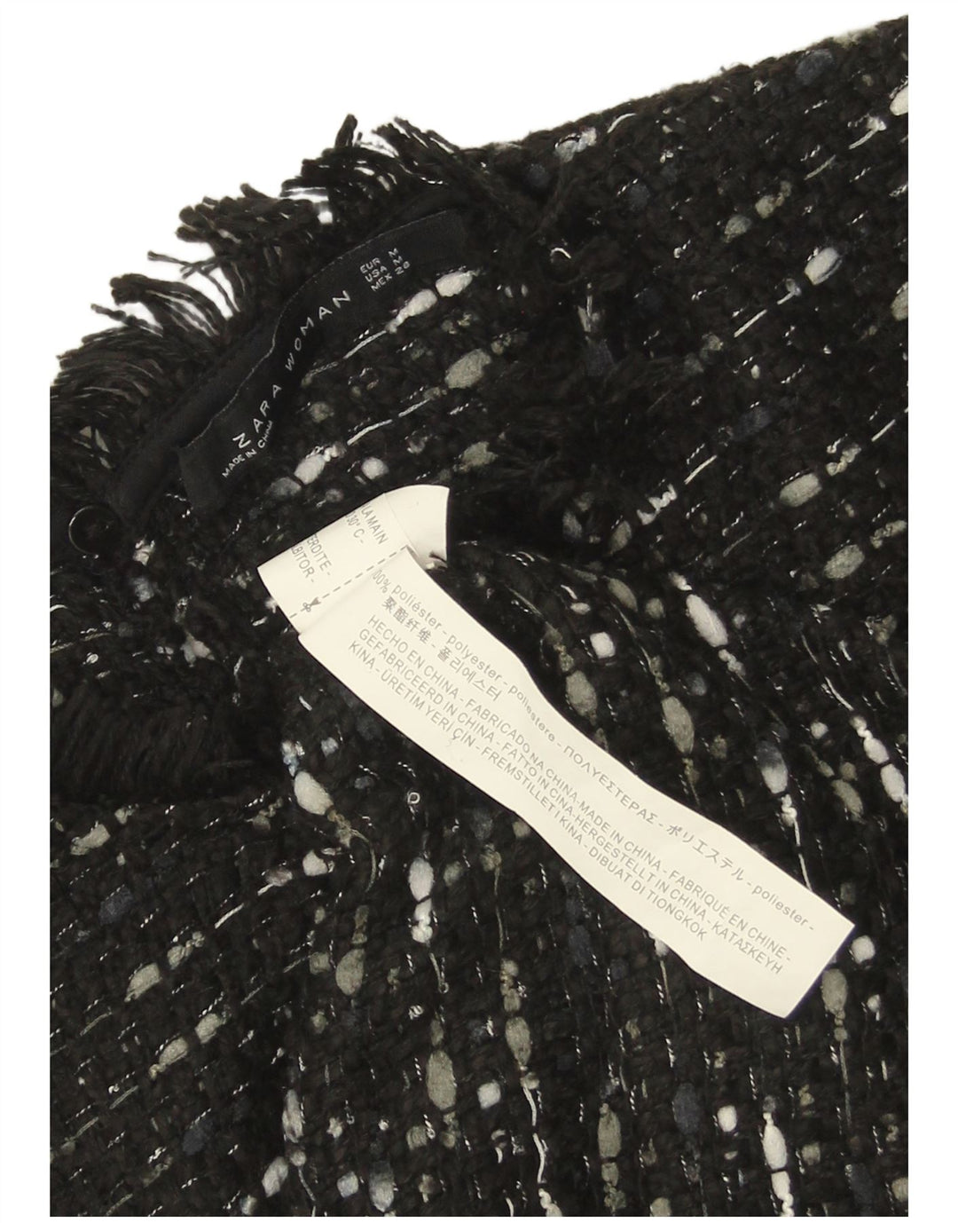 Zara Robe trapèze pour femme UK 42 en polyester moucheté noir moyen