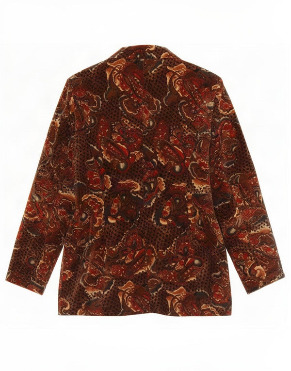 vintage Femme 3 Bouton Velours Blazer Veste IT 50 XL Marron Paisley
