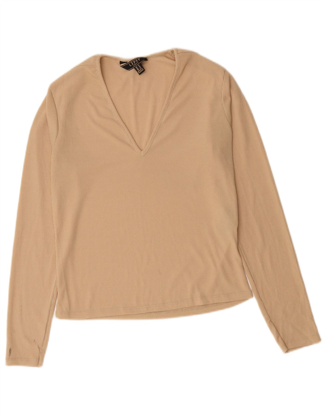 Lipsy Femme Top Manches Longues UK 44 Polyester Beige Moyen
