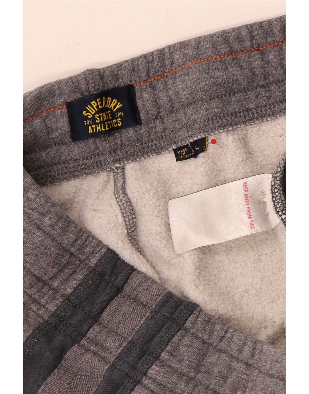 Superdry Pantalon De Survêtement Large Gris Colorblock Coton Homme