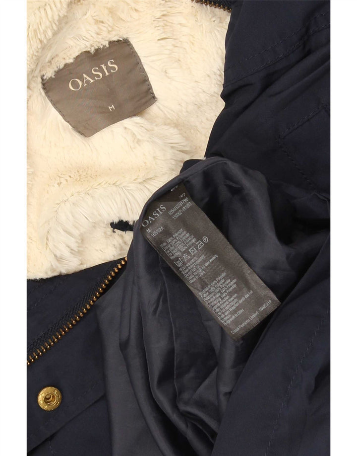 Oasis Parka à capuche Sherpa pour femme UK 14 Bleu marine moyen Polyester