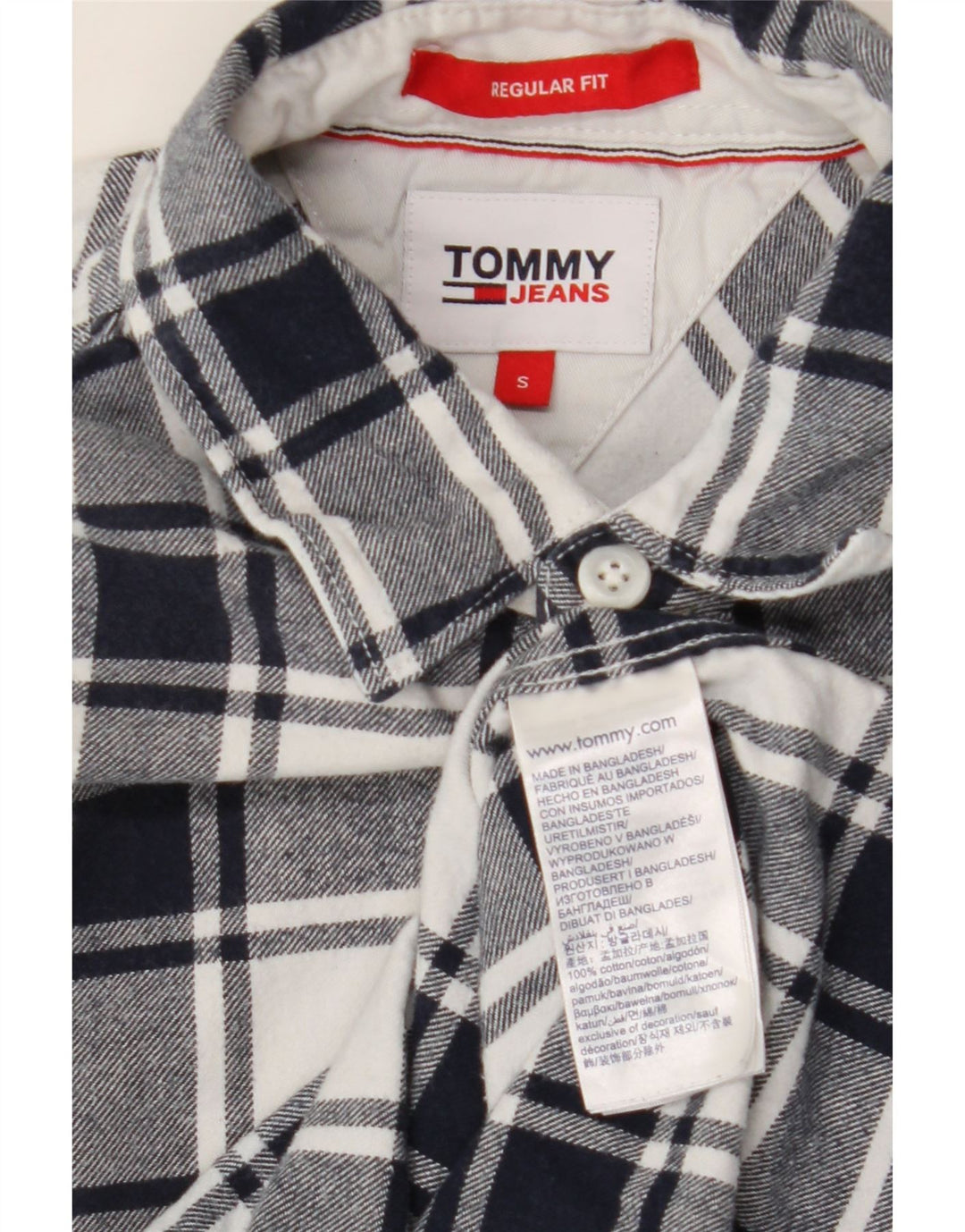 TOMMY HILFIGER Chemise Regular Fit en Flanelle pour Homme Petit Carreau Bleu Marine en Coton