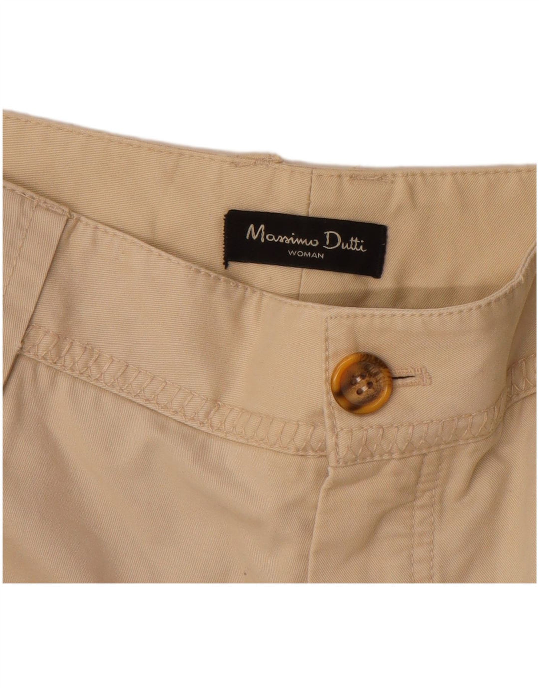 MASSIMO DUTTI Pantalon Chino Droit Femme EU 42 Large W32 L33 Beige