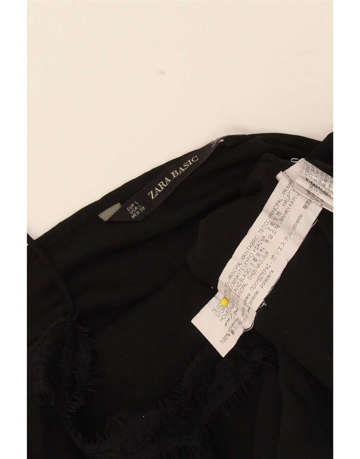 Zara Womens Crop Cami Top UK 16 Large Noir Polyester