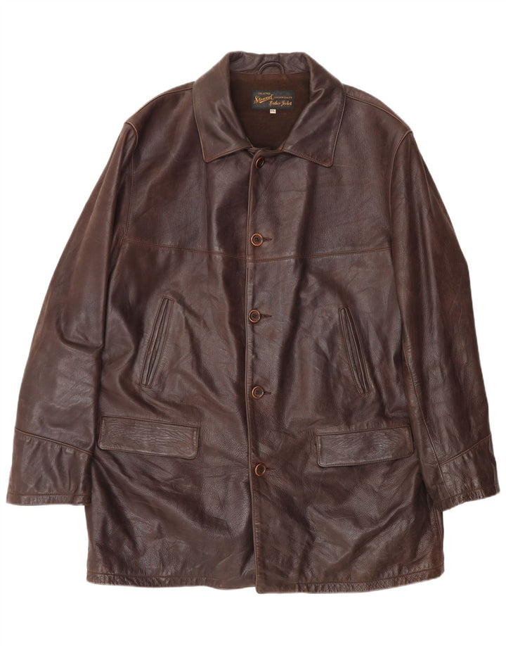 Stewart Manteau en cuir pour homme UK 44 2XL Cuir marron