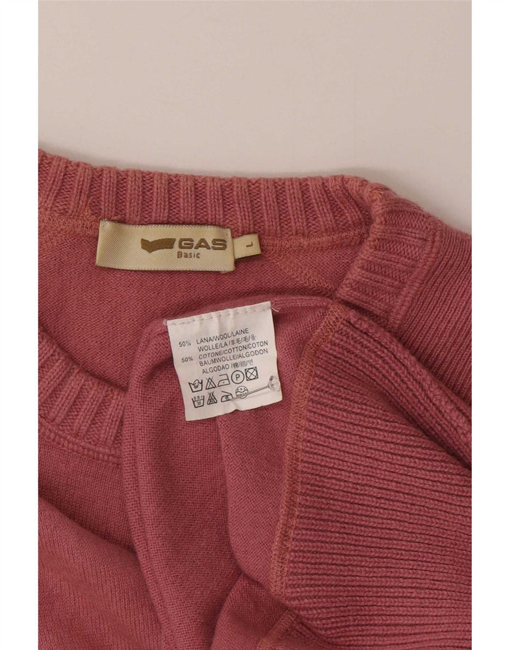 Gas Pull à col rond pour homme en laine rose grande taille