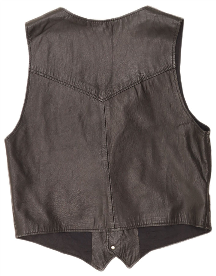 Gilet en cuir homme vintage moyen noir