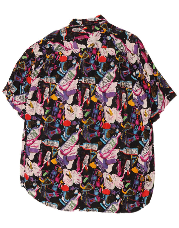 Chemise à manches courtes Vintage pour hommes, motif abstrait, Viscose multicolore XL