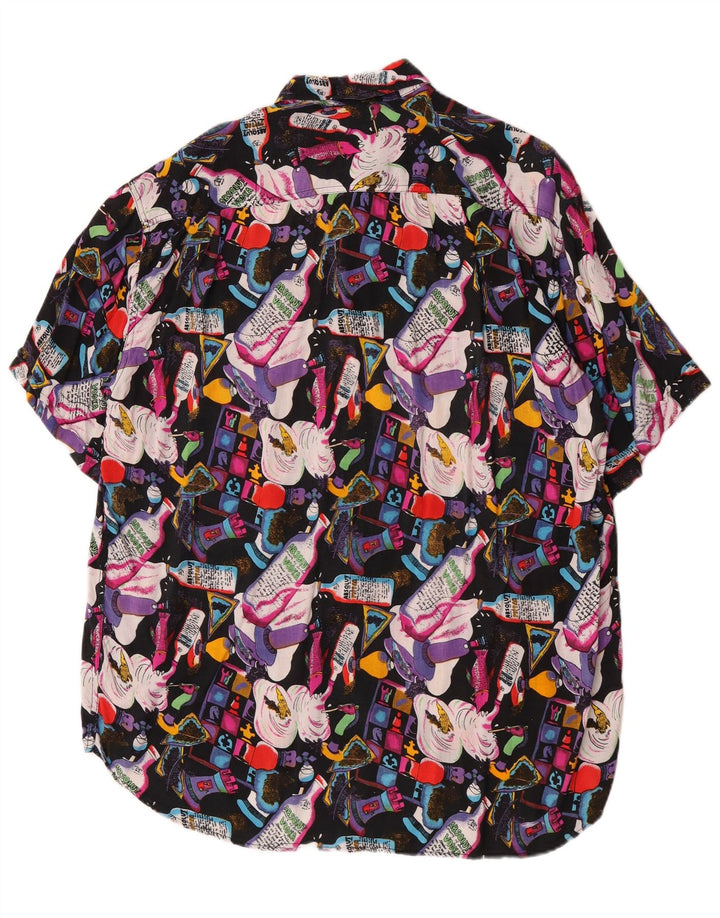 Chemise à manches courtes Vintage pour hommes, motif abstrait, Viscose multicolore XL