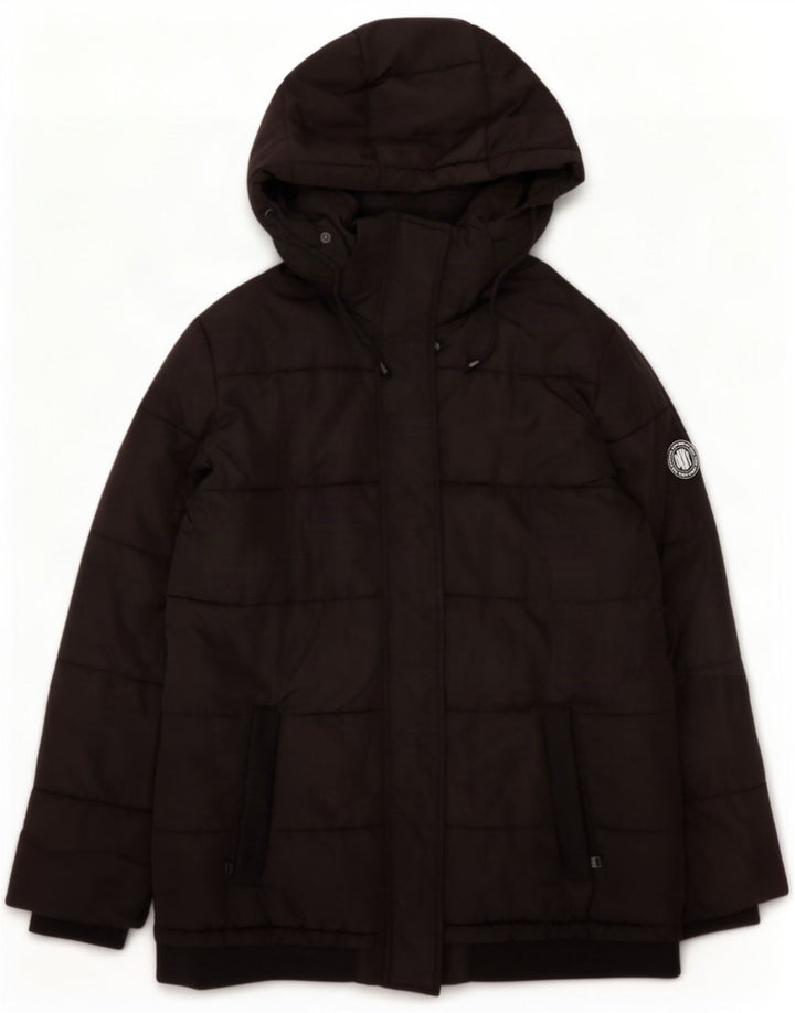 Dkny Manteau matelassé surdimensionné à capuche pour femme UK 44 Polyester noir moyen