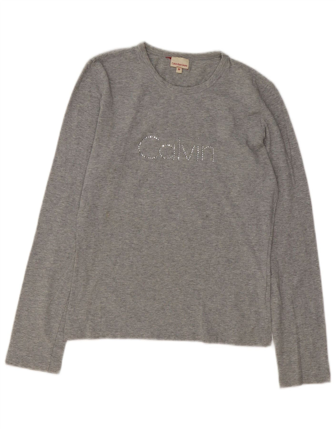 Calvin Klein Jeans Haut graphique à manches longues pour femme UK 12 Gris moyen moucheté