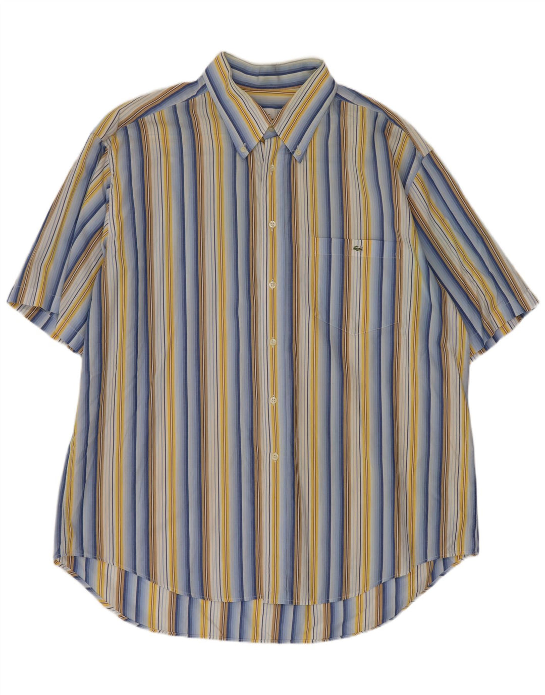 Lacoste Chemise à manches courtes pour hommes Taille 46 2XL Rayé multicolore