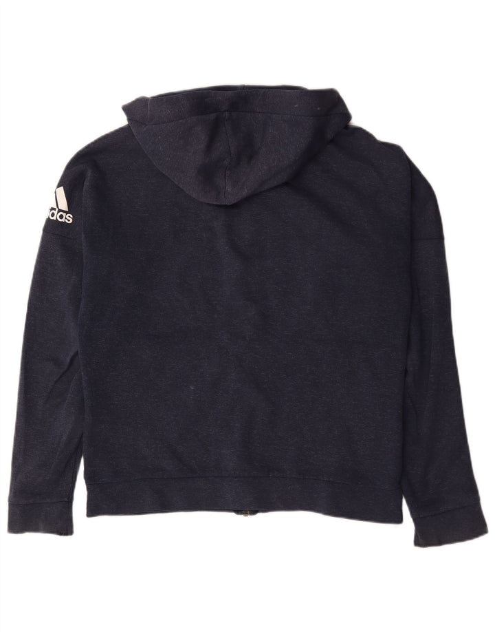 Adidas Pull à capuche zippé pour homme en coton bleu marine moyen