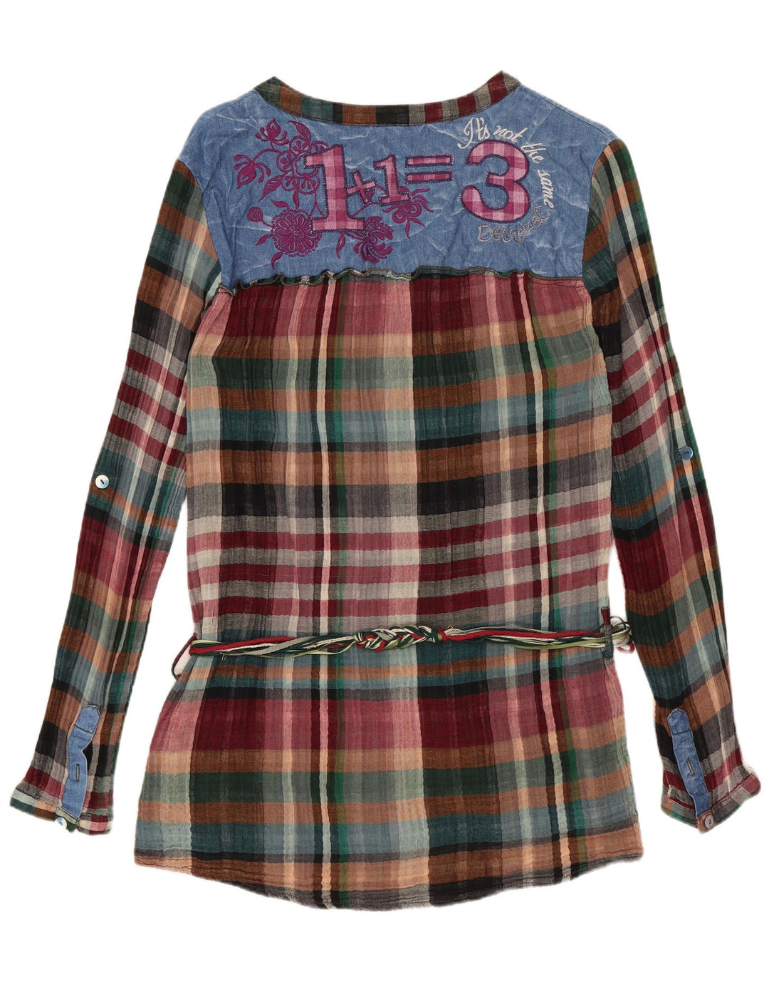 DESIGUAL Chemisier graphique pour femme UK 46 Grand carreaux multicolores