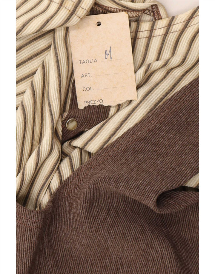 vintage Femmes 2 Pièces Ensemble UK 12 Rayé Brun Moyen