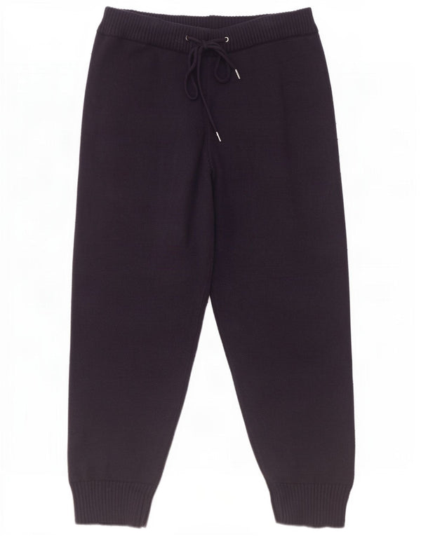 Zara Pantalon de survêtement en tricot pour femme UK 14 Large Bleu marine Viscose