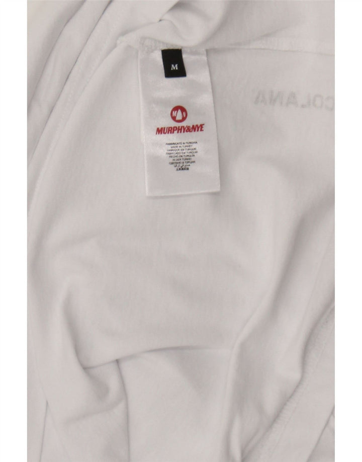 MURPHY & NYE Mens Graphic T-Shirt Top Medium White Cotton Vintage Murphy & Nye and Second-Hand Murphy & Nye from Messina Hembry 
