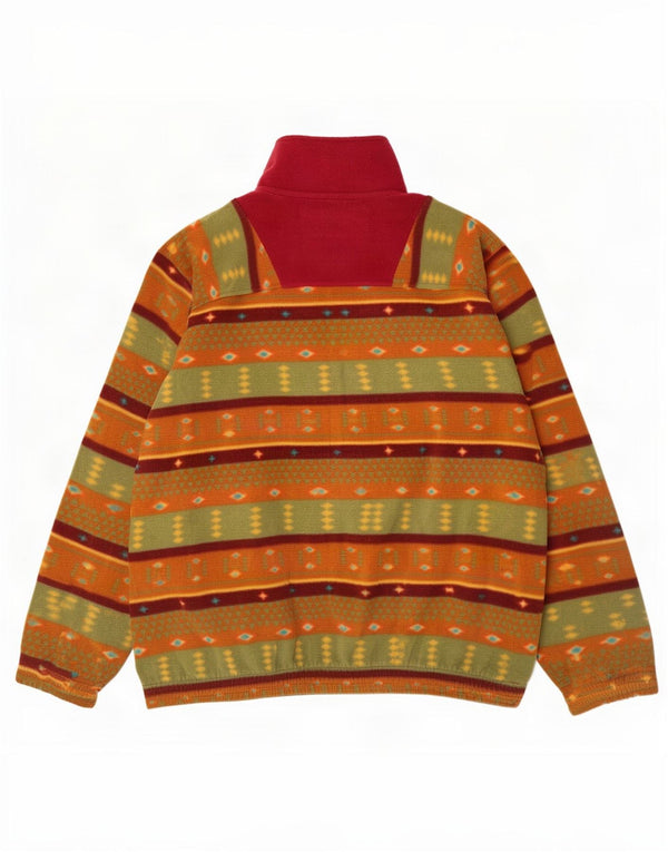 vintage Mens Zip Neck Fleece Jumper XL Multicolore Géométrique