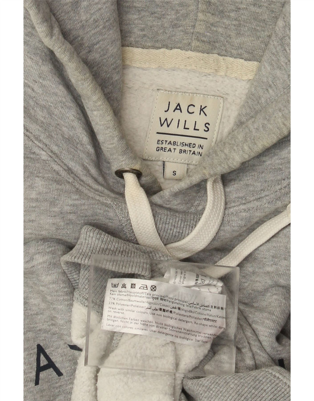 Jack Wills Pull à capuche graphique pour homme Petit coton gris