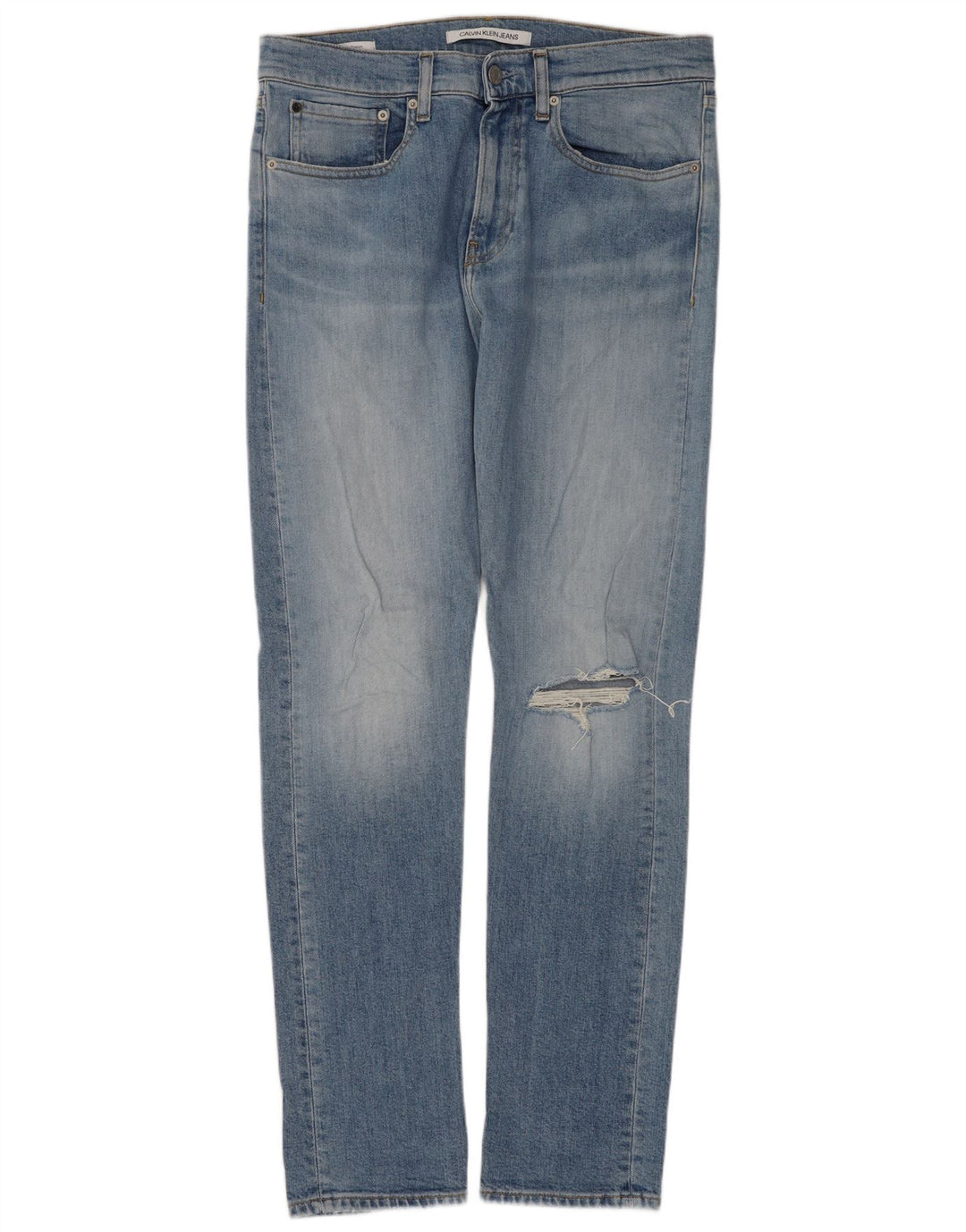 CALVIN KLEIN Jean Slim effet vieilli W31 L32 pour homme en coton bleu