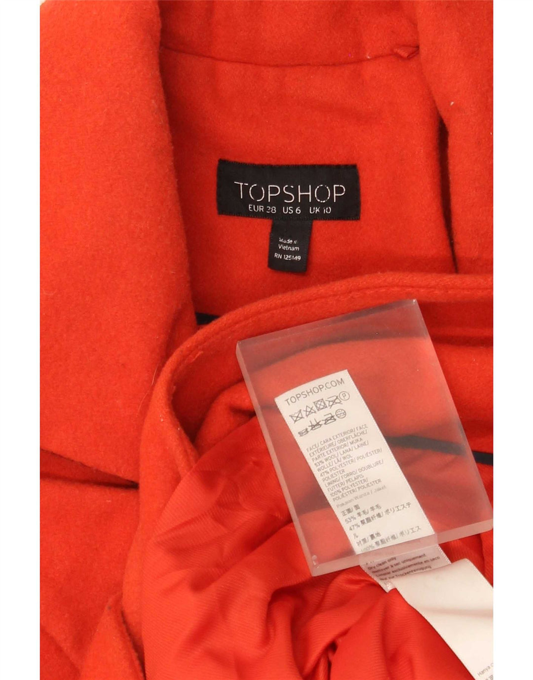 Topshop Manteau croisé pour femme UK 10 Petite laine orange