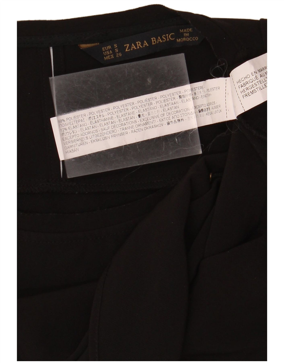 ZARA Femme Crop Blouse Sans Manches Top UK 10 Petit Noir Polyester