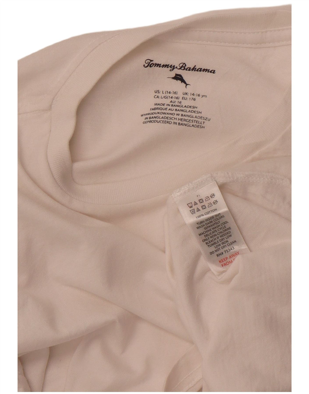 TOMMY BAHAMA Boys Top Long Sleeve 14-15 Years White Cotton