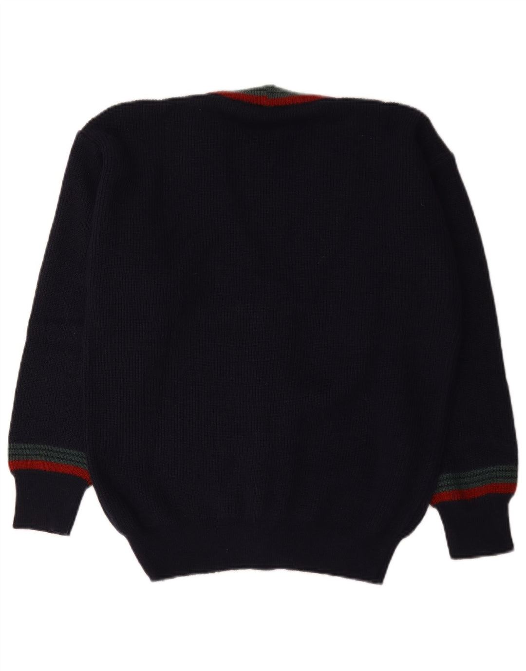 vintage Mens Cardigan Sweater IT 48 Laine rayée bleu marine moyen
