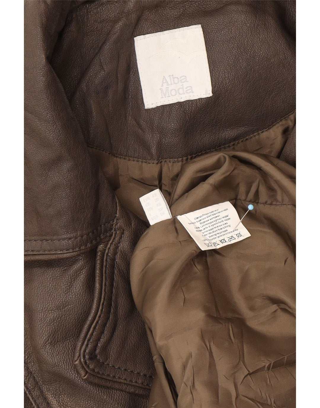 ALBA MODA Manteau en cuir militaire pour femme UK 20 2XL Cuir marron