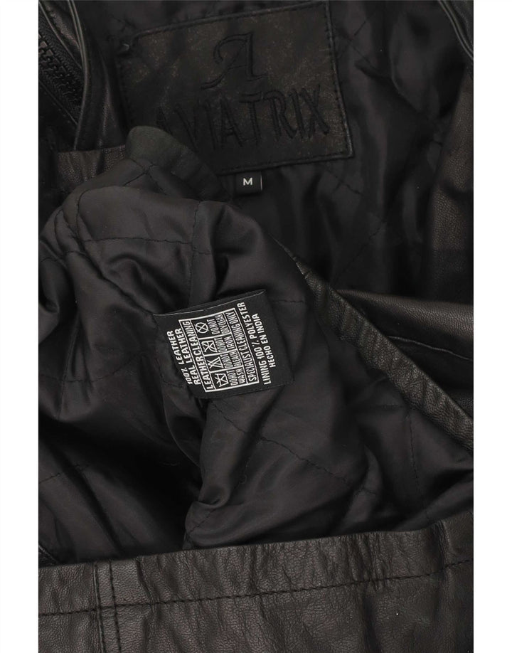Aviatrix Veste en cuir militaire pour homme UK 38 Medium Noir