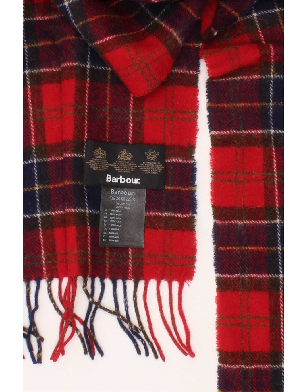 Barbour Écharpe rectangulaire pour homme Taille unique Rouge Plaid Laine Classique