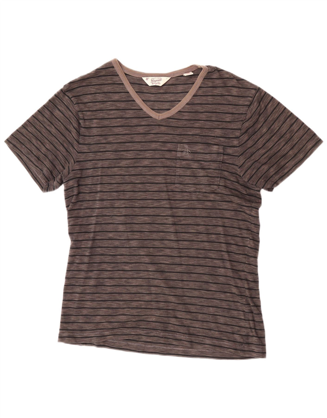 Penguin T-Shirt Homme Large Marron Rayé
