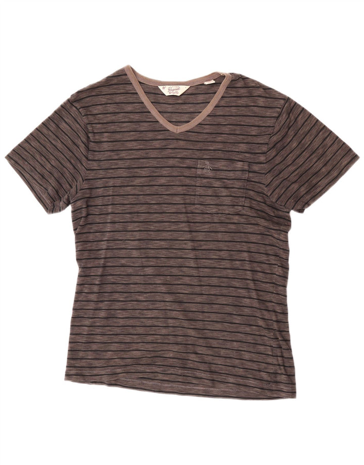 Penguin T-Shirt Homme Large Marron Rayé