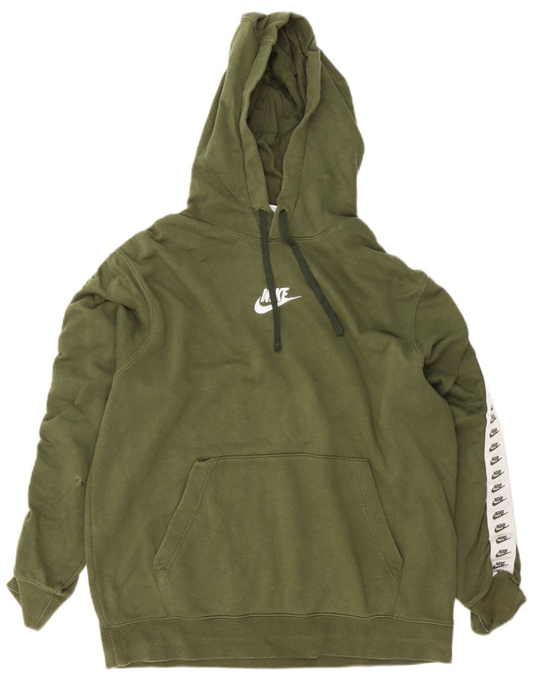 Nike Pull à capuche graphique pour femme UK 16 Grand coton color block vert
