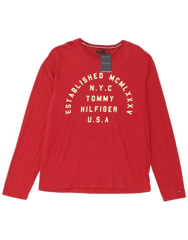 Tommy Hilfiger Haut graphique à manches longues pour homme XL Rouge Coton