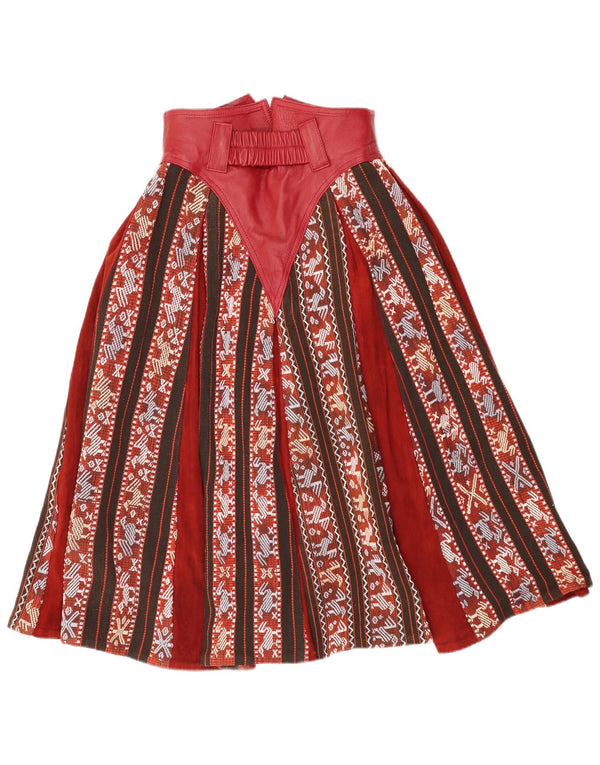 Jupe évasée taille haute femme Vintage W26 petit rouge géométrique ethnique