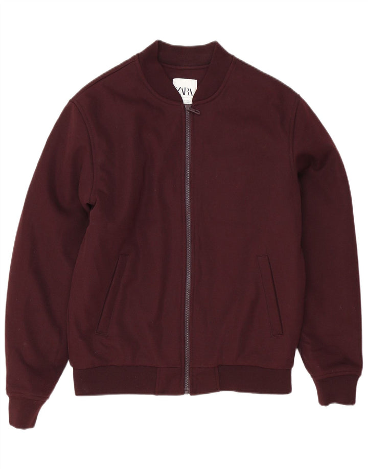 Zara Veste Bomber Homme UK 38 Polyester Bordeaux Moyen